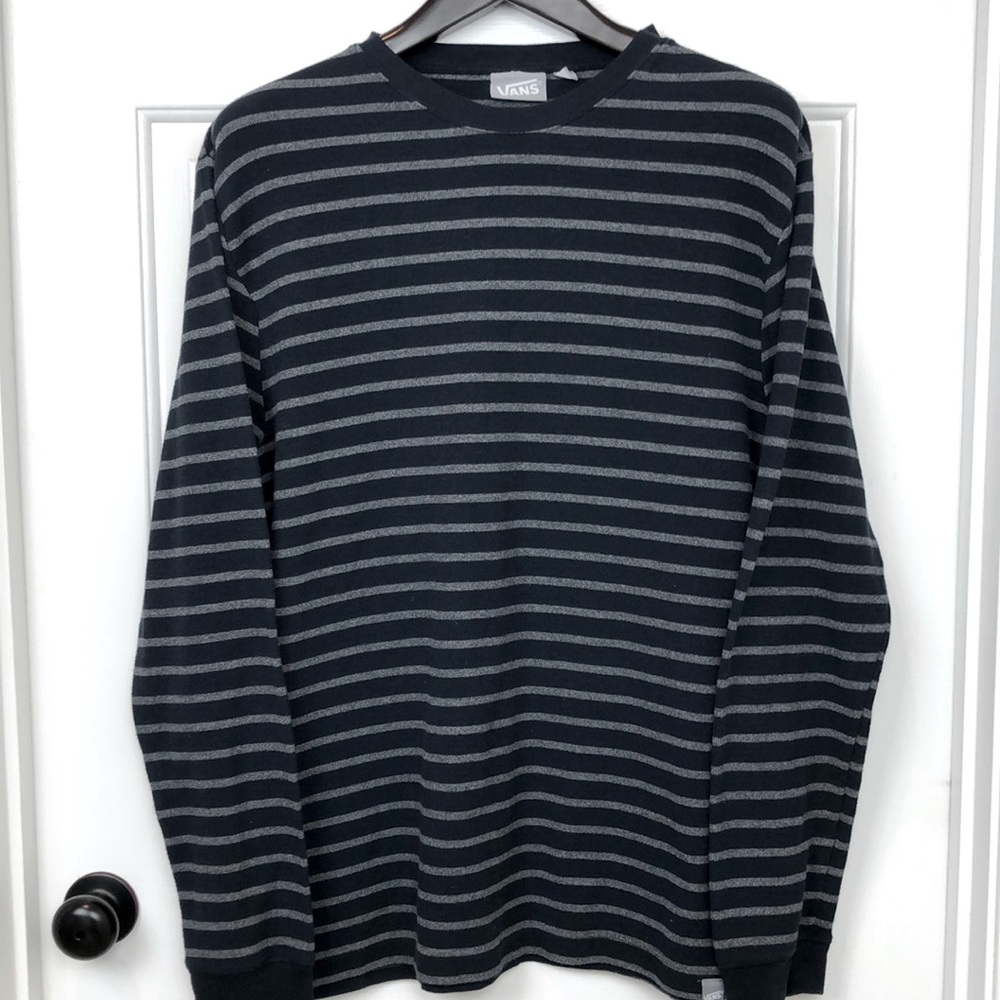 Vans Black and Gray Striped Long Sleeve Tee